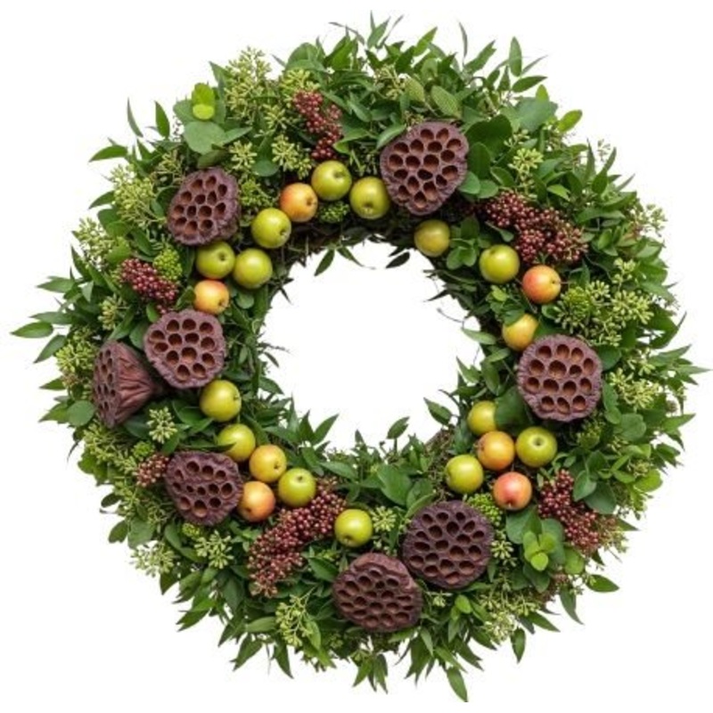 Malus and Lotus Pod Door Wreath