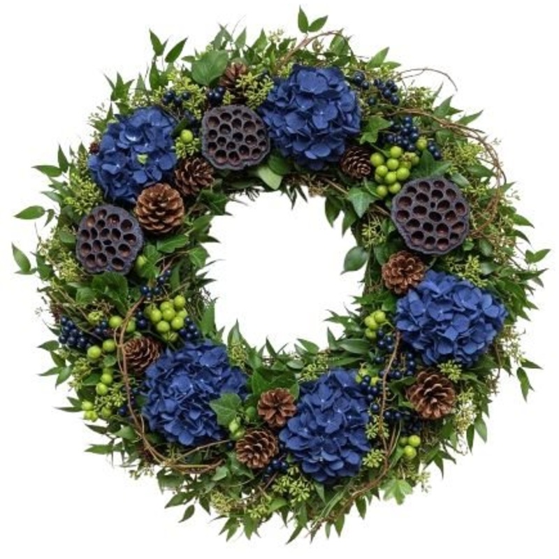 Navy Hydrangea and Blueberries Luxury Door Wreath