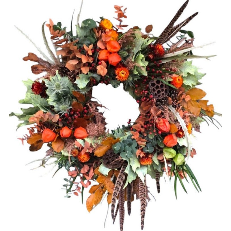 Orange Rustic Autumn Door Wreath