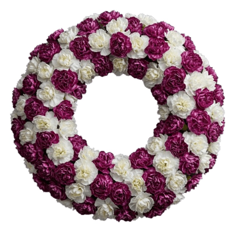 Purple ad White Carnations Wreath