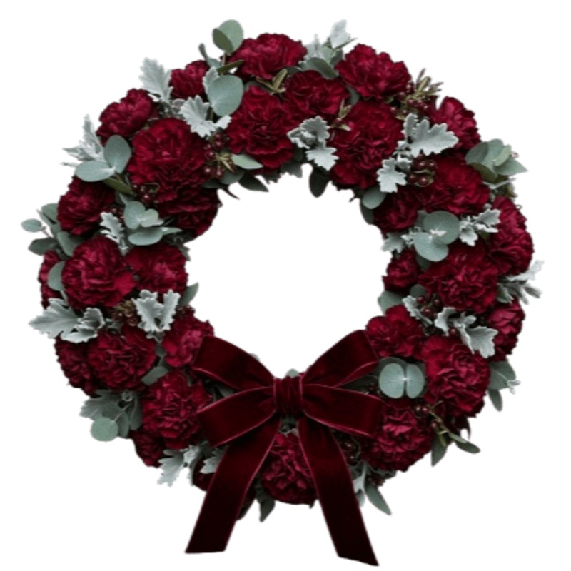 Rafined Carnations Wreath-30cm (12 inch) & 36cm  (14 inch) & 42cm (16 inch) & 54cm (22 inch) & 60cm (24 inch)
