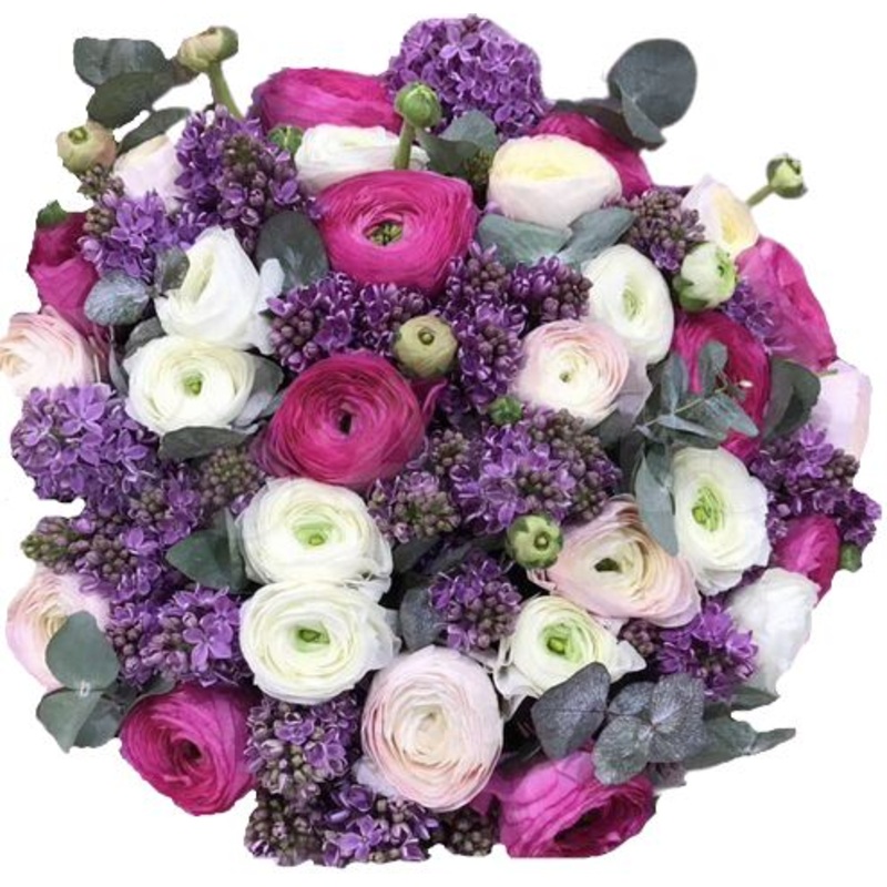 Ranunculus and Lilac Bouquet-Regular (30 stems) & Medium (40 stems) & Large (50 stems) & Extra Large (60 stems) & Luxury (70 stems) & Glamour (85 stems) & Exclusive Glamour (100 stems)