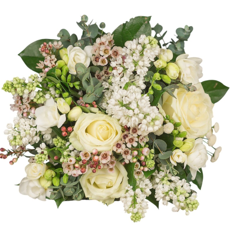 White Bouquet with Lilac-Regular (25 stems) & Large (30 stems) & Extra Large (40 stems) & Luxury (50 stems) & Glamour (70 stems) & Exclusive Glamour (85 stems) & Premium (100 stems)