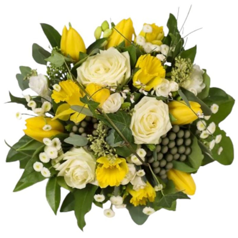 Yellow and White Bouquet-Small (20 stems) & Regular (25 stems) & Medium (30 stems) & Large (35 stems) & Extra Large (40 stems) & Luxury (50 stems) & Glamour (65 stems) & Exclusive Glamour (80 stems) & Premium (100 stems) & Premium Extra (120 stems) & Posh