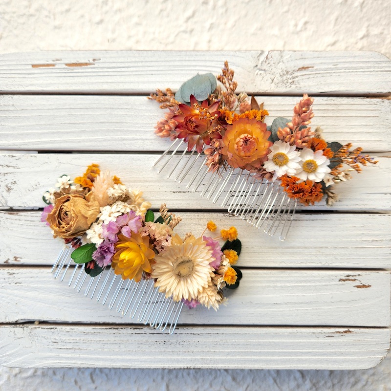 Colourful Wildflower Hair Combs, Dried Flowers, Wedding Flower,  Hair Comb, Photo Props