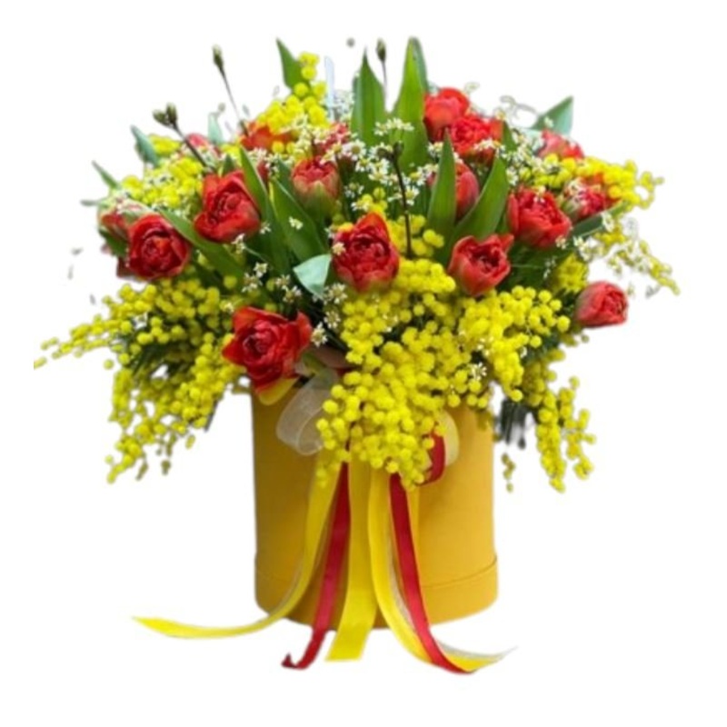 Double Tulips and Mimosa Spring Box