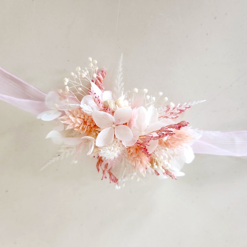 Pale Pink Dried Flower Corsage, Wrist Flower, Wedding Flowers, Event Flowers