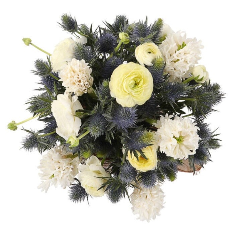 Rafined Bouquet of Hyacinth and Ranunculus with Eryngium