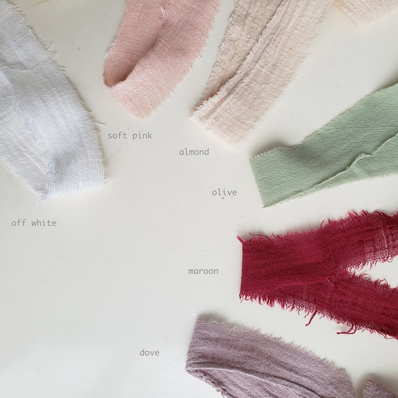 Textured Cotton Ribbon-Off white & Almond & Maroon & Dove & White & Soft Pink