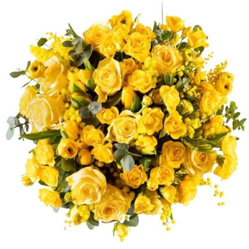 Yellow Ray Bouquet-Extra Small (20 stems) & Small (25 stems) & Medium (30 stems) & Regular (35 stems) & Large (40 stems) & Extra Large (50 stems) & Luxury (60 stems) & Glamour (80 stems) & Exclusive Glamour (100 stems) & Premium (120 stems) & Premium Extr