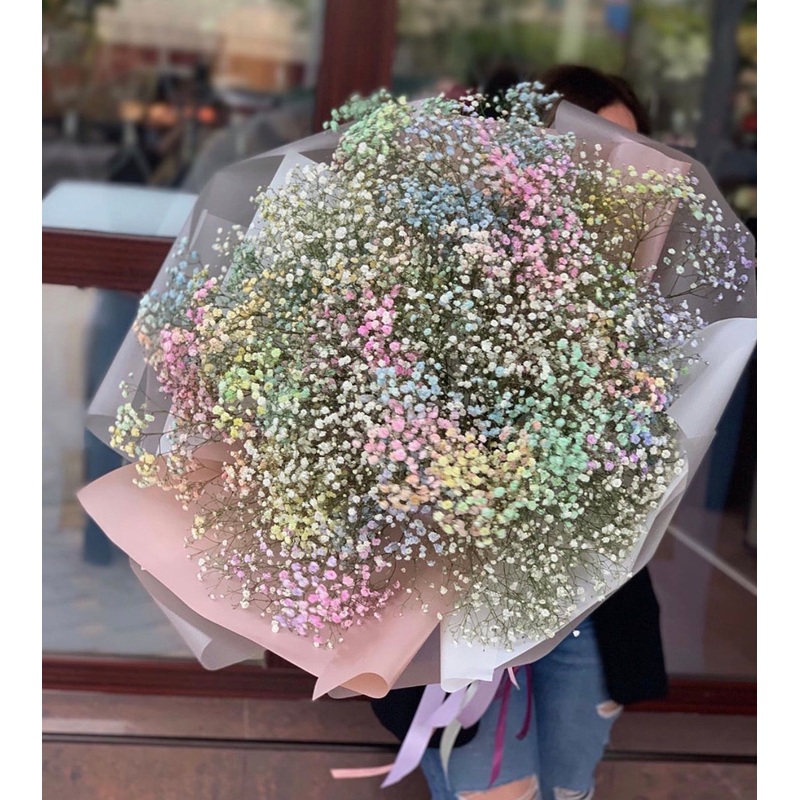 Rainbow babys breath cloud