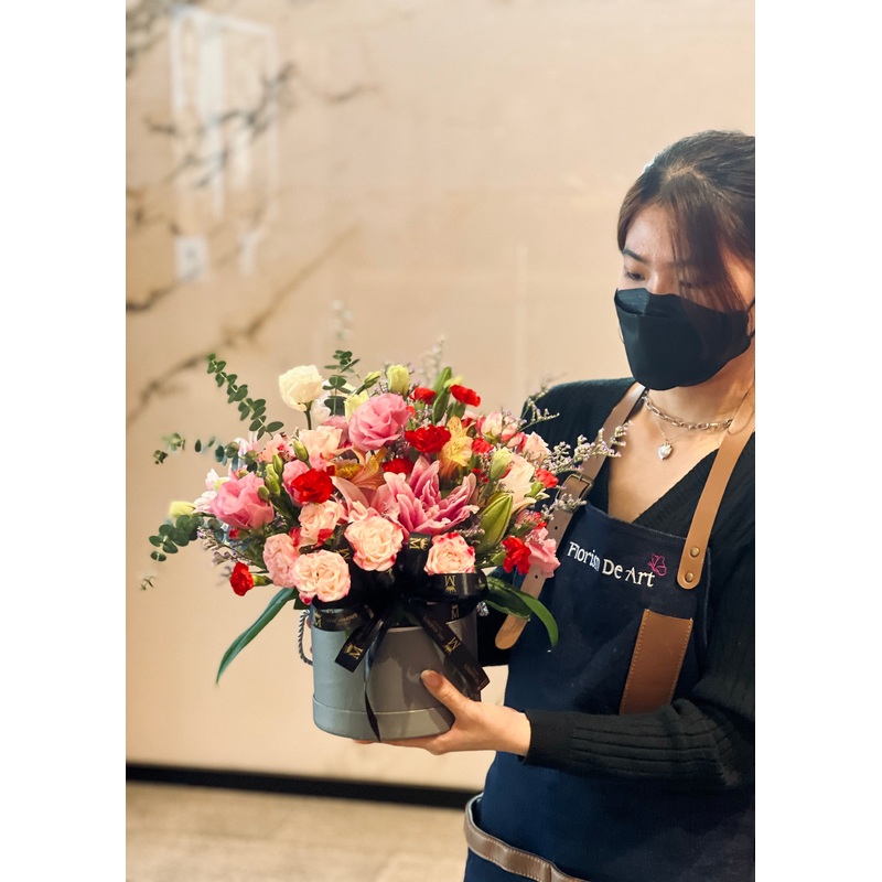 Pink Lily & Carnation Box | Flower Box