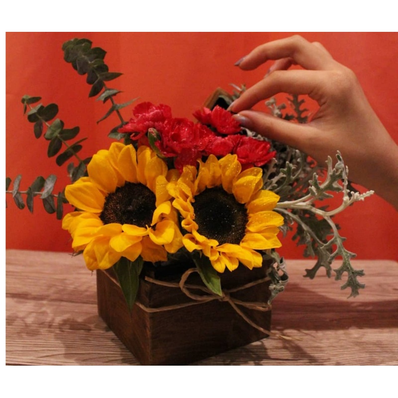 Sunflower & Red Carnation | Posy