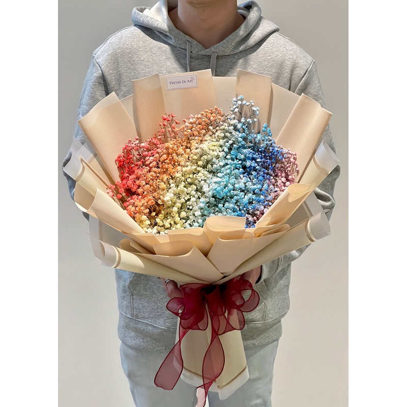 Supercalifragilistic Rainbow Babys Breath | Hand Bouquet