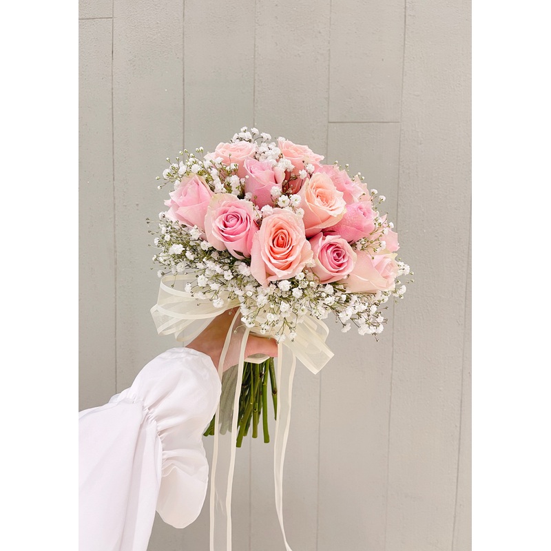 True Love | Bridal Bouquet-Red Roses & White Roses & Pink Roses & Purple Roses & Blue Roses & Yellow Roses