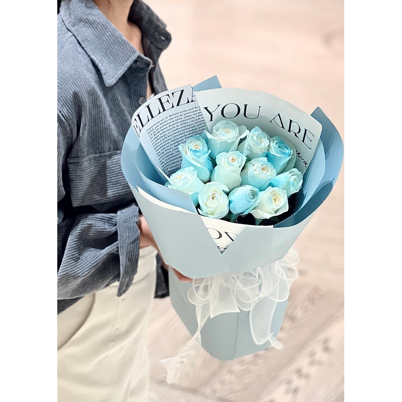 Azure Blue Roses | Hand Bouquet
