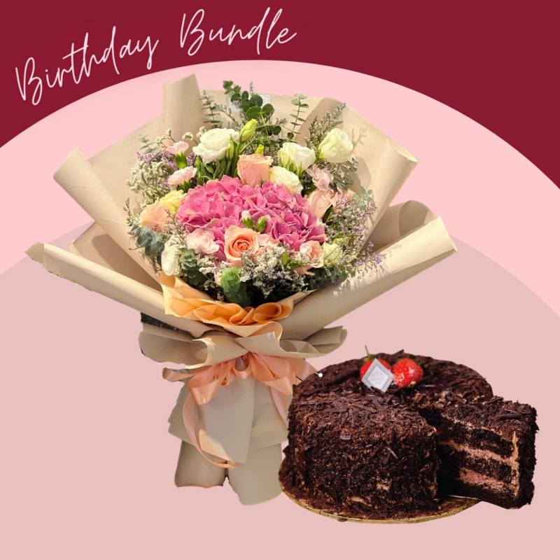 Pink Tones Bouquet and Cake Bundle