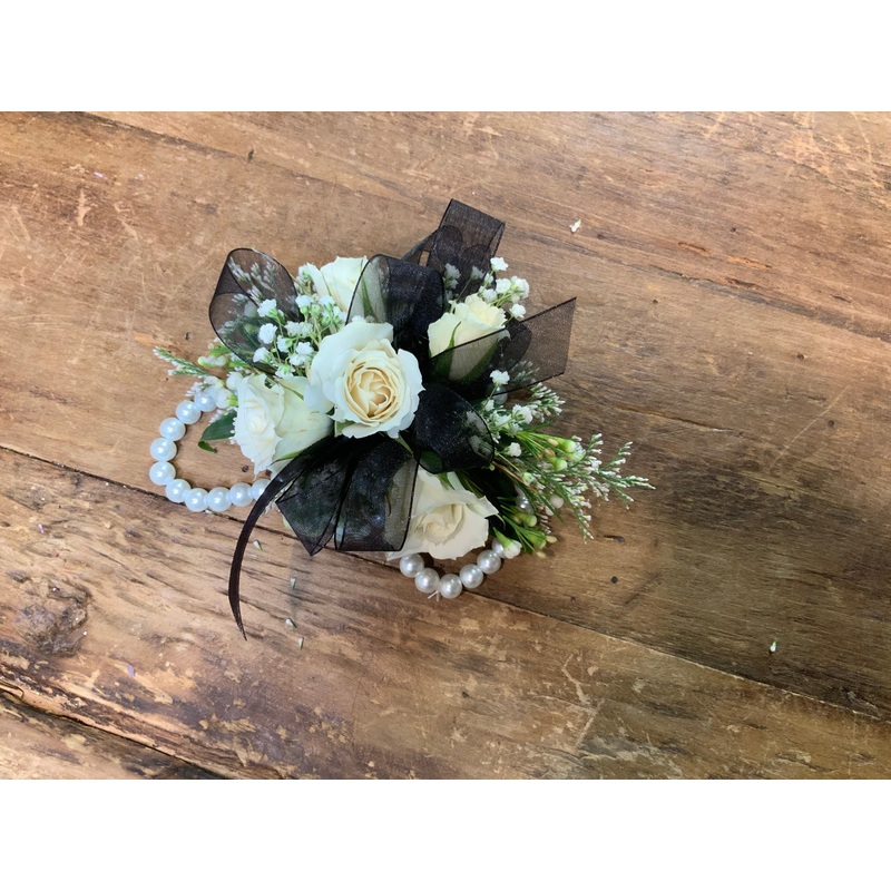Wristlet Corsage Black and White
