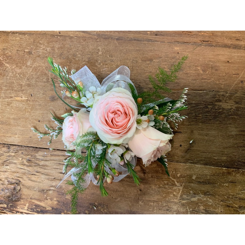 Wristlet Corsage Blush and white