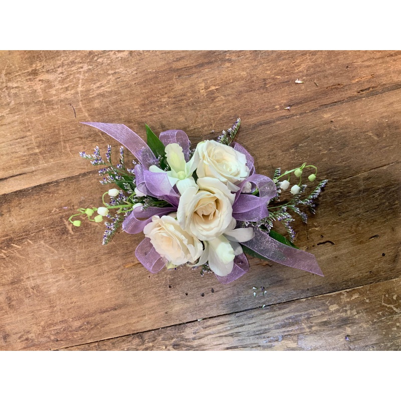Wristlet Corsage Lavender and White