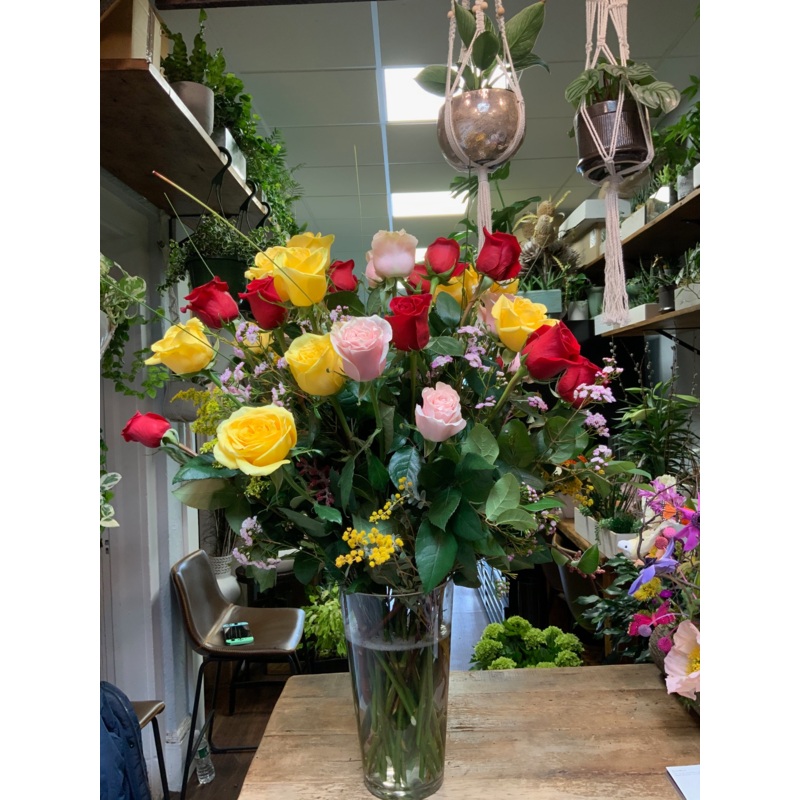 3 Dozen Mixed Roses in a Vase