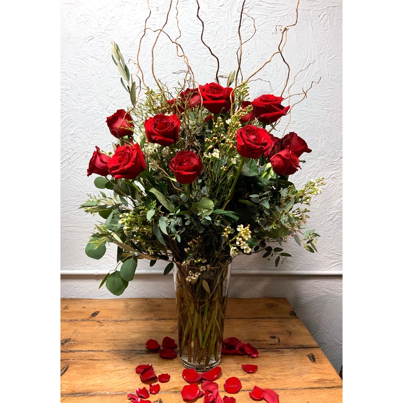 premium Dozen Roses in Vase