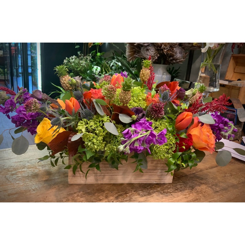 Rectangular centerpiece in a bright palette – priced as shown
