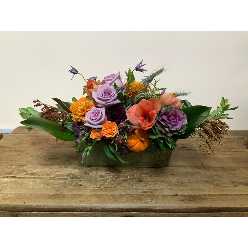 Rectangular centerpiece in Autumn palette – priced as shown