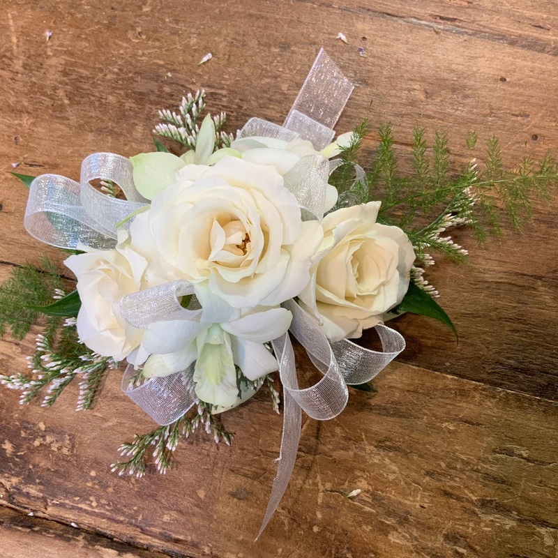 White Spray Rose and Dendrobium Orchid