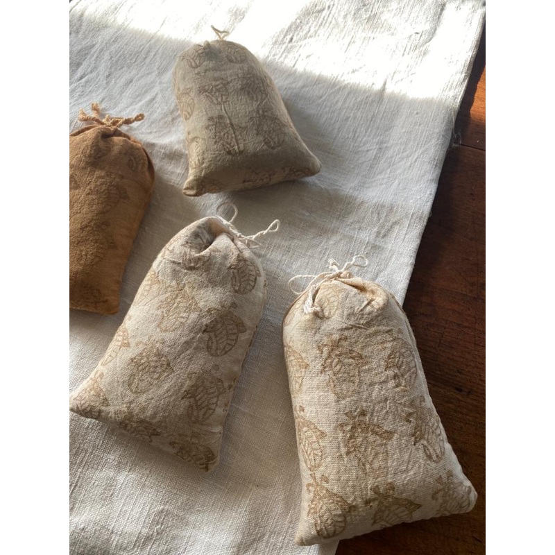 Block Printed Lavender Bag in Sienna Brown