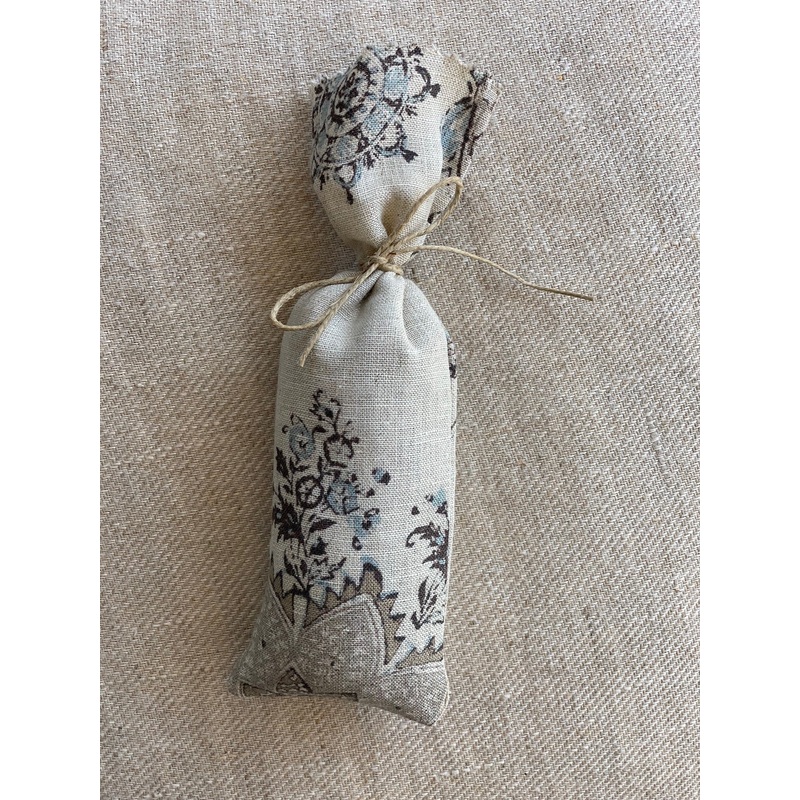 Floral Print Lavender Bag-approx 18cms long x 5cms wide-1 x muted blue floral print