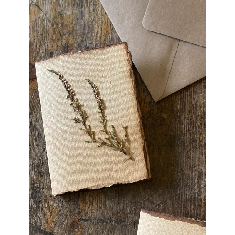 Heather-Heather Sprig-approx 11cms wide x 16cms long-handmade rag paper