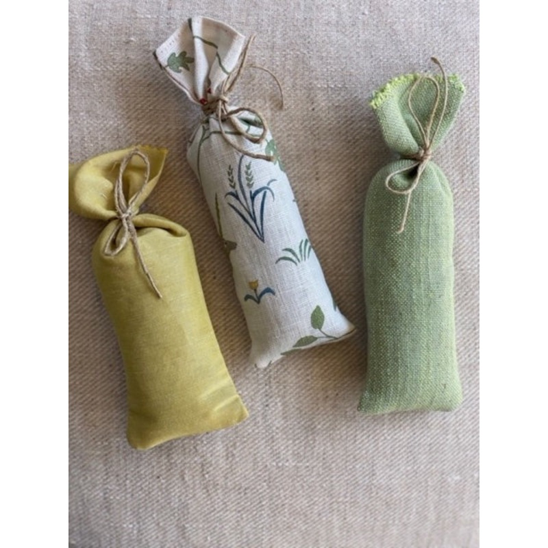 Lavender Bag-approx 18cms long x 5cms wide-1 x citrus yellow & 1 x botanical print & 1 x pale green