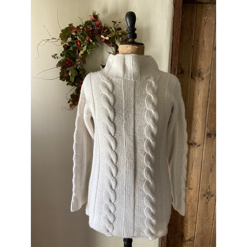 Cable Knit Cashmere Jumper-Cream-One Size