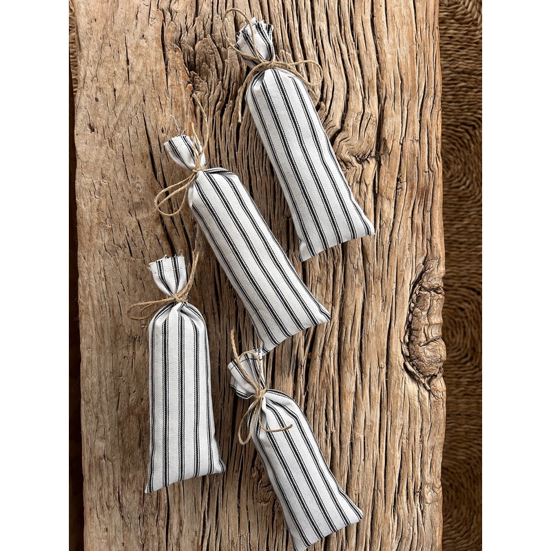 Lavender Bag-approx 18cms long x 5cms wide-1 x black and white ticking