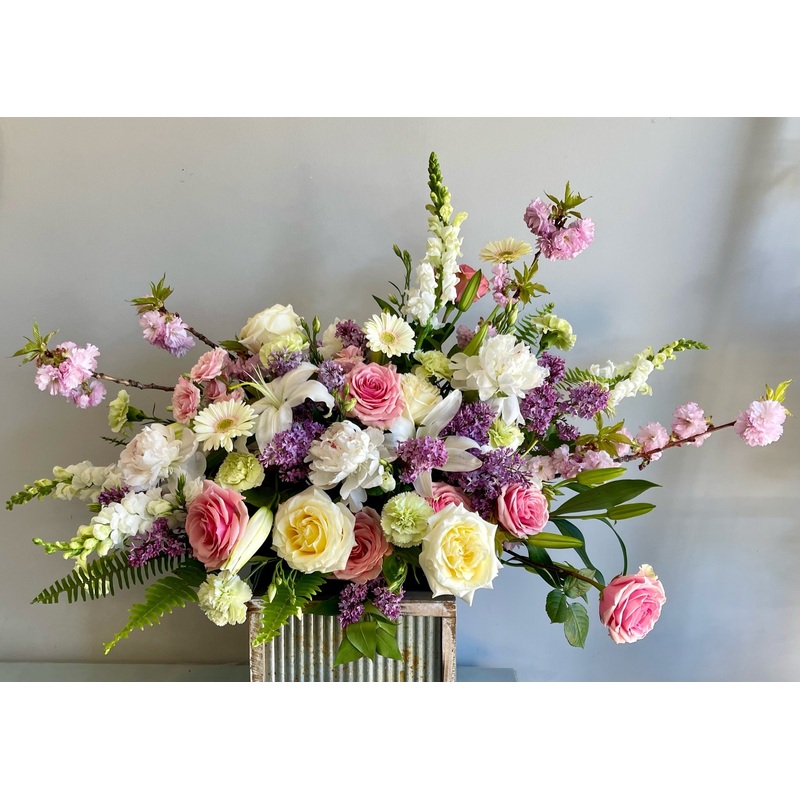 Casket Spray – Soft Pastels-Soft Pastels-Half Casket Single Sided & Half Casket Double Sided & Full Casket Single Sided & Full Casket Double Sided