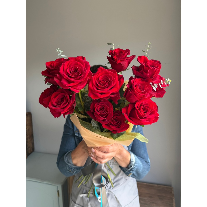 Love You Bunches – Roses-One Dozen Red Roses Wrapped with Ribbon w/out vase $125 & Half Dozen Red Roses Wrapped with Ribbon w/out Vase $75 & Dozen and a Half Red Roses –  Impressive Wrapped  with Ribbon w/out vase- $200