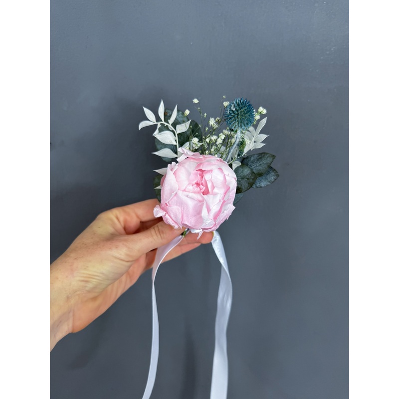 Peony wrist corsage