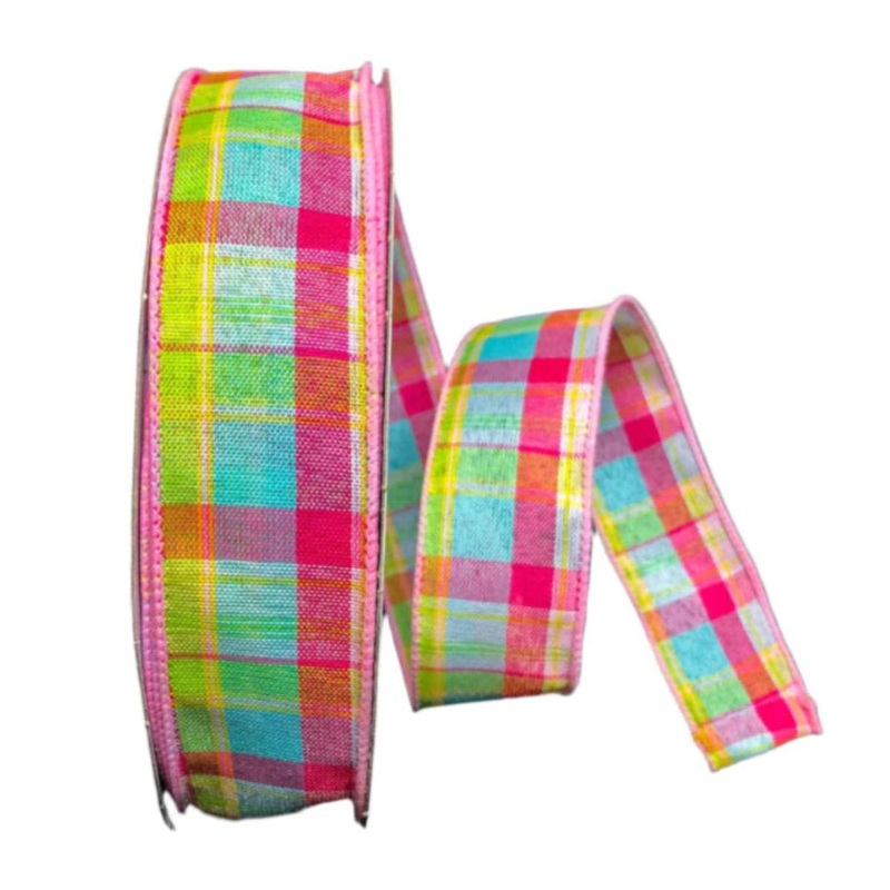 841-09-141 (77477) – Montana Plaid Aqua/Fuchsia/Green – 1.5 x 50yd