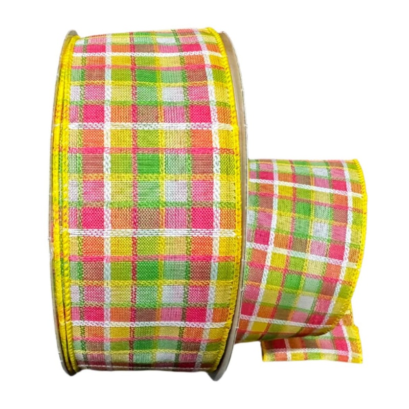 841-40-426 (491) – Kentini Plaid Yellow/Fuchsia/Lime/White – 2.5 x 50yd