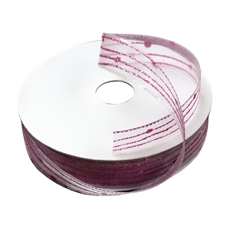 982203-03 DISC (31380) – Sheer/Iridescent Glitter #3 – 5/8 x 50yd – Pink