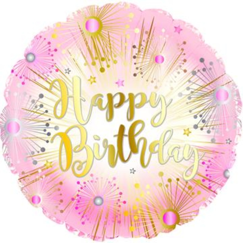114100 (27389) – Mylar Happy Birthday Rose Gold 17