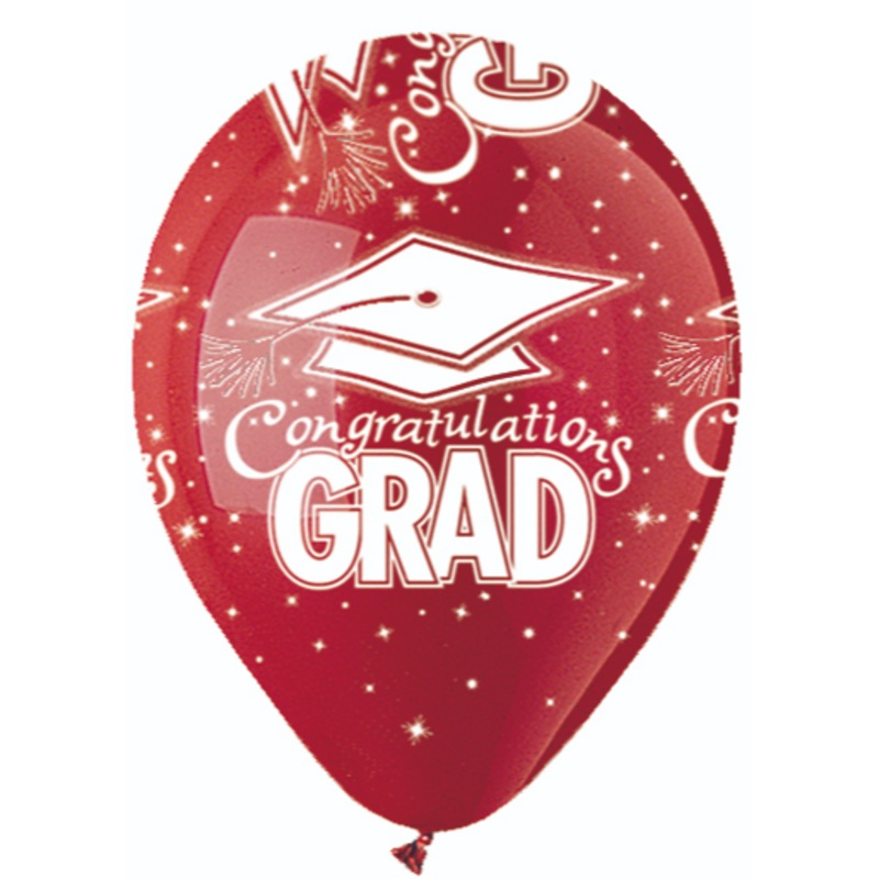 9500284 (15548) – Latex Balloon 12 Congrats Grad Red