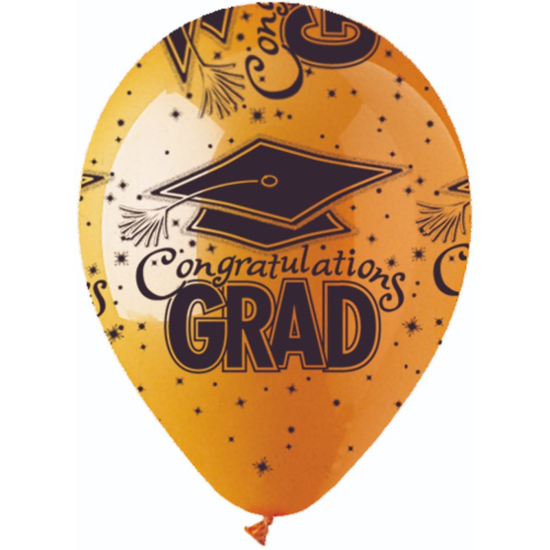 9500314 (15551) – Latex Balloon 12 Congrats Grad Orange