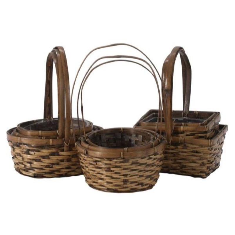 1-885CWE/3 (14723) – 6-9 Stained Baskets, Asst Square/Oval/Round, 3/Set