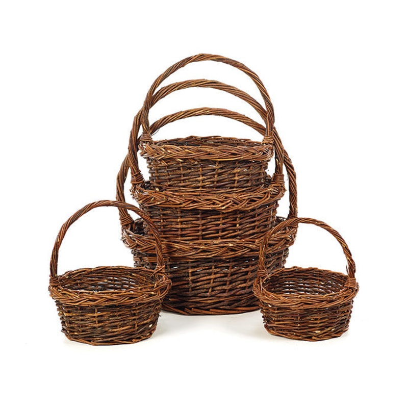 61149 (22180) – 5.5 Round Unpeeled Willow Basket, 5/Set, 5.5 x 3-11 x 4.5