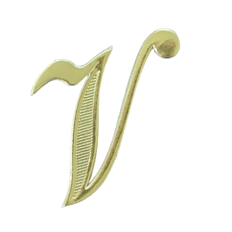 MJ40182/V (12727) – Script Letter V Gold 25/Bag