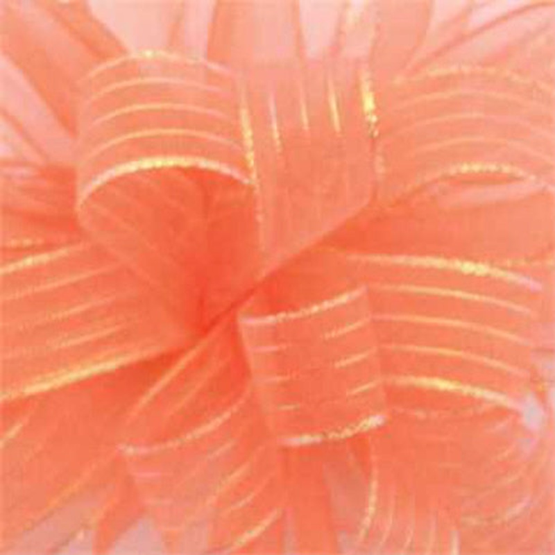 STR-003-50-CO (30753) – Striped Chiffon #3 – 5/8 x 50yd – Coral