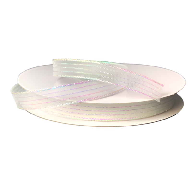 931101-01 DISC (19869) – Stripe Sheer #1.5 – 3/8 x 50yd – White/Iridescent