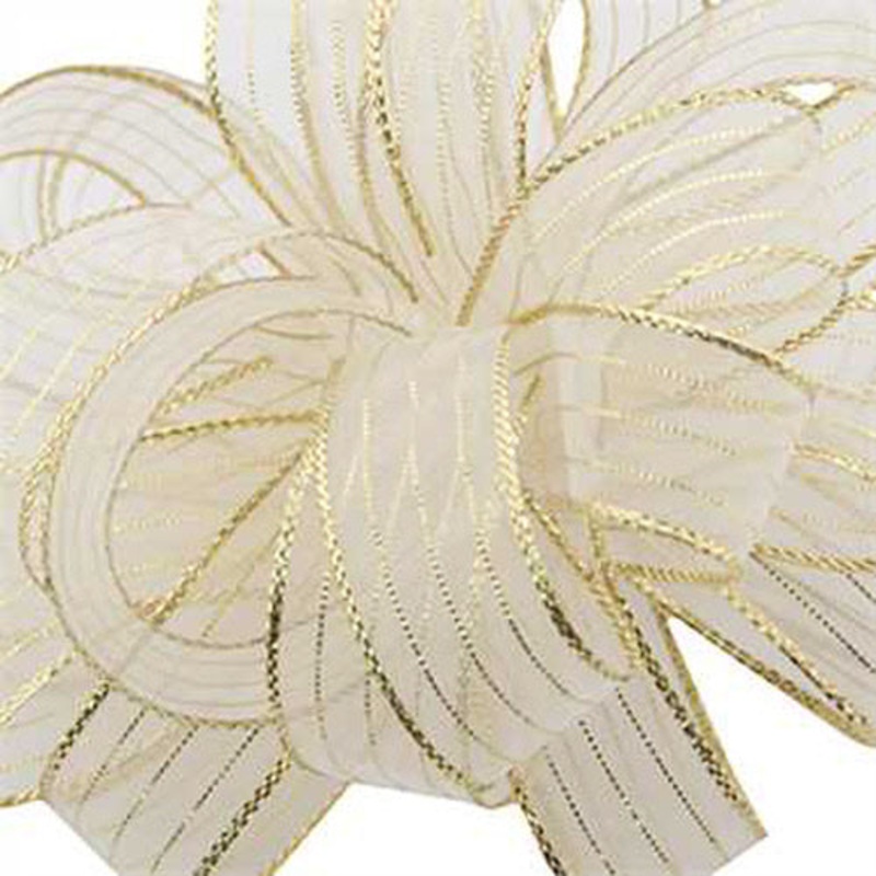 STR-003-50-WHG DISC (24812) – Striped Chiffon #3 – 5/8 x 50yd – White/Gold